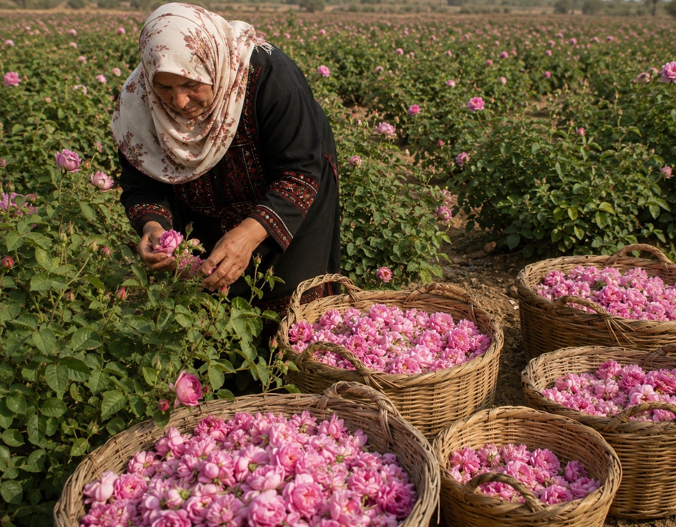 The Distilled Fragrance of Dawn: Damask Roses and Rituals of Serenity